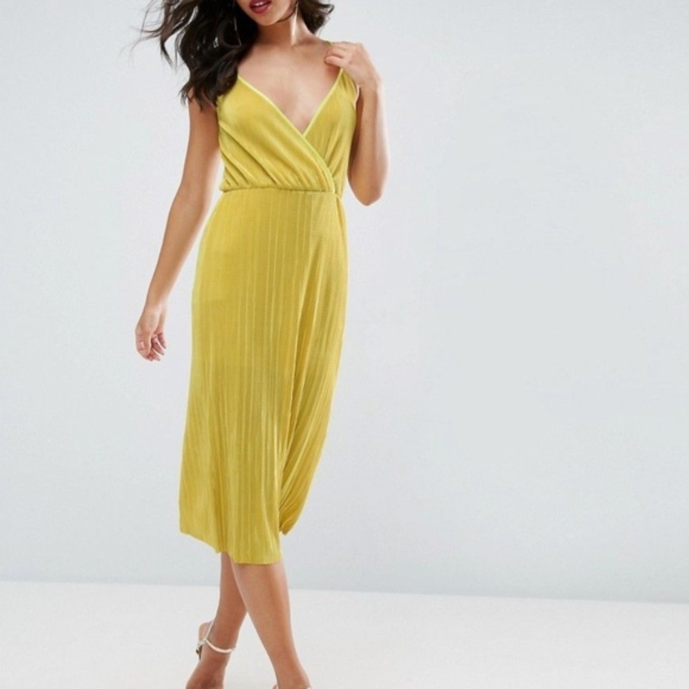 ASOS Cami Dress with Wrap Front in Plisse (size 6)